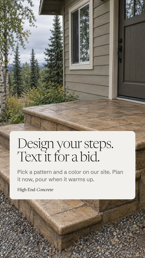 Sample story ad: Design your steps. Text it for a bid.